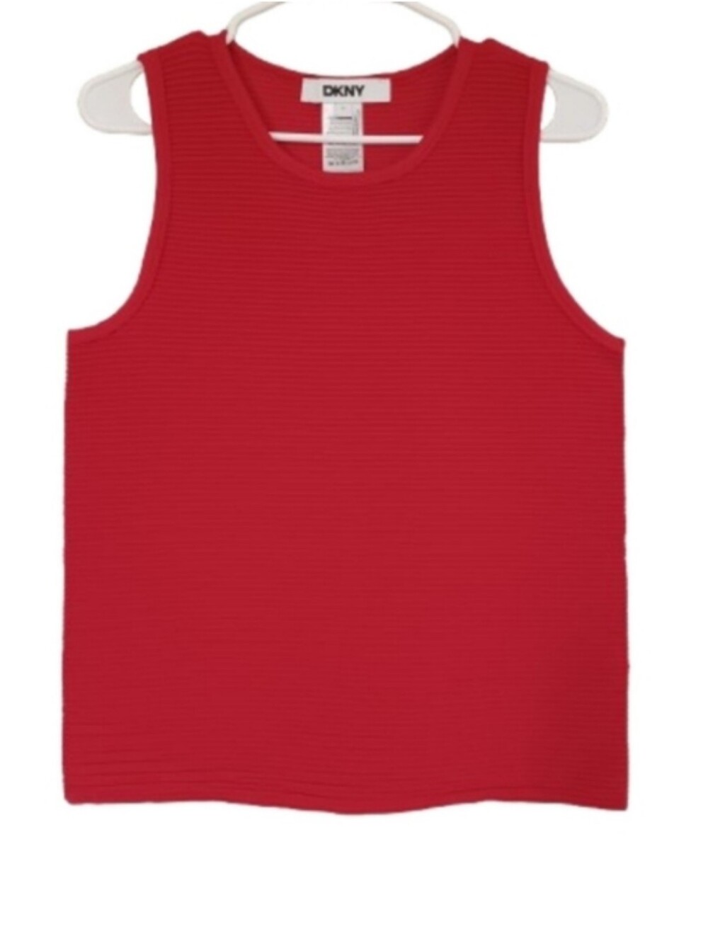 DKNY Red Light Women's Textured Large Sleeveless Blouse Tank Top Classic Shirt